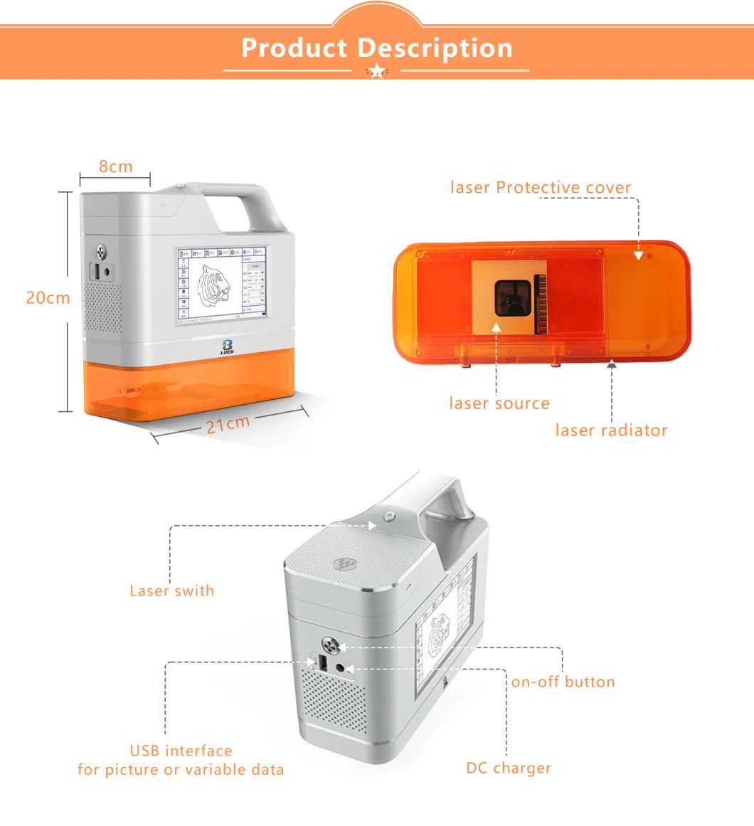 5W Diode Wood Laser Marking Machine Acrylic Laser Marking Machine Laser Acrylic Engraving Laser Marking Machine for Cable Package Paper Box Plastic Wooden