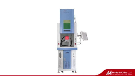 30-W-Faserlaserbeschriftungsmaschine mit geschlossenem Design, Fokussucher und motorisierter Z-Achse